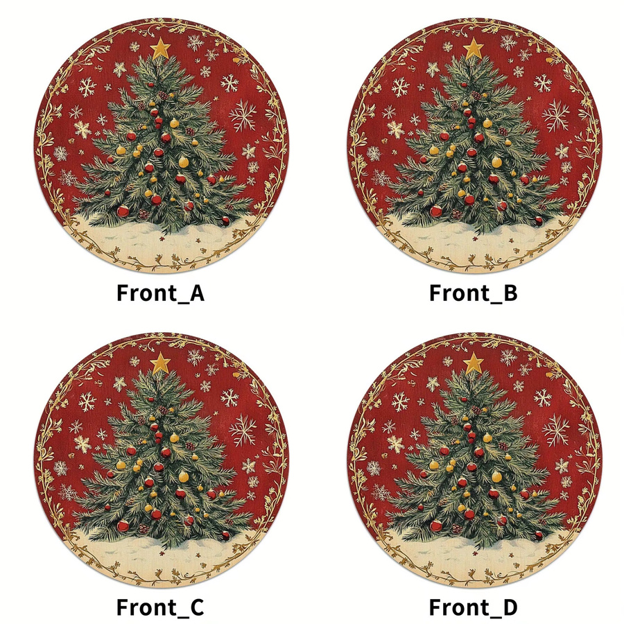 VIKAMA 4-teiliges Weihnachtsbaum-Tischset mit bunten Lichtern zur Tischdekoration für dein Zuhause und Weihnachtsfeiern - Bild 2