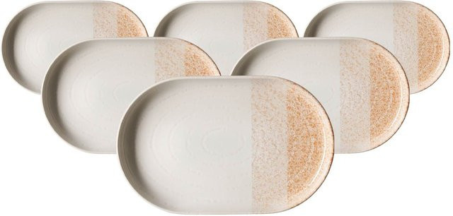 Ritzenhoff & Breker Trio Servierplatten aus Keramik, Braun, gestreift, 6er Set, B/T: 20 x 13 cm - Bild 1