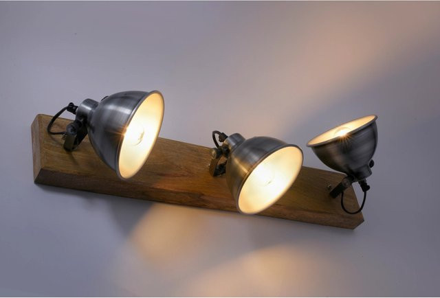 Just Light Samia Wand- und Deckenleuchte aus Eisen und Holz in Silber, 3-flammig, E14, B/H/T: 24 x 25 x 74 cm - Bild 2