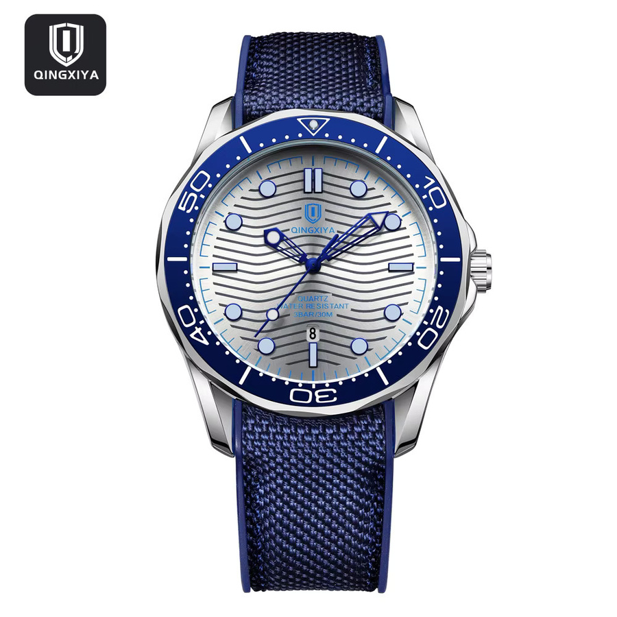 QINGXIYA Armbanduhr Quarz, Silikon, Silber, Herren, Datum - Bild 2