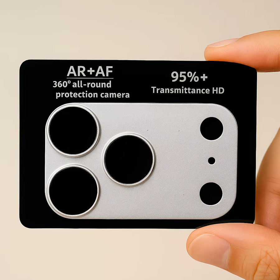 AR+AF HD Kameraschutz für iPhone 17 Pro Max und iPhone 17 Pro von Apple mit Aluminium-Metallring in Silver, kratzfeste Objektivschutzfolie aus gehärtetem Glas, 1 Set - Bild 3