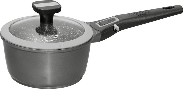 Stoneline Imagination PLUS Stielkasserolle mit abnehmbarem Griff und Glasdeckel, Grau, Durchmesser: 18 cm - Bild 1