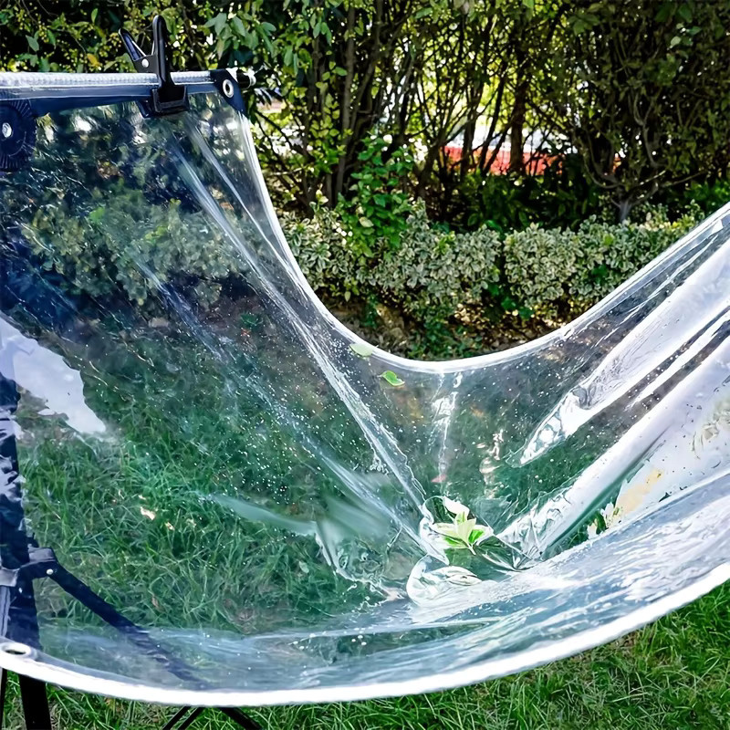 Wasserdichte und transparente PVC-Plane als verstärkte Vinyl-Abdeckung für Gewächshaus, Veranda und Terrasse, B/T/H: 200 x 200 x 200 cm - Bild 2