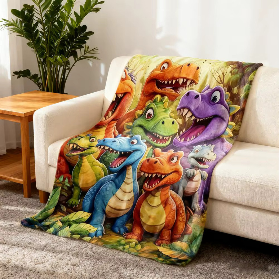 KITPIPI Dinosaurier Wandteppich und Decke mit 3D-Druck Motiv, Mehrfarbig, Waschbar - Bild 3