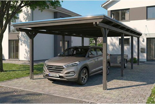 Skan Holz Carport Emsland aus Fichte mit EPDM-Dach in Anthrazit und Schwarz, B: 402 cm, T: 846 cm - Bild 1