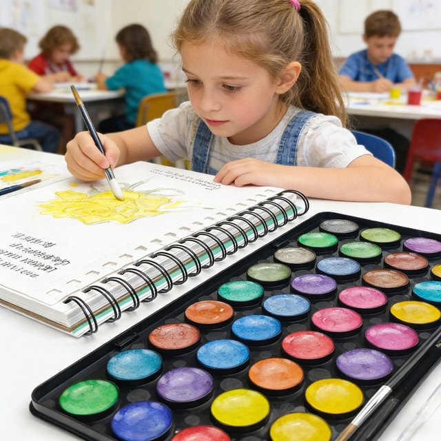 kissbuty Professionelles Aquarellfarben-Set mit 16 Farben in einer praktischen Kunststoffbox, Mehrfarbig - Bild 1