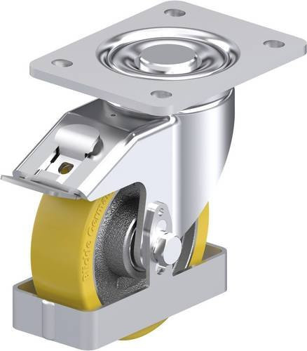Blickle Stahlblech-Lenkrolle LH-GTH 125K-3-FI-FS in Silber mit 125 mm Rad-Durchmesser und 550 kg Tragfähigkeit - Bild 1