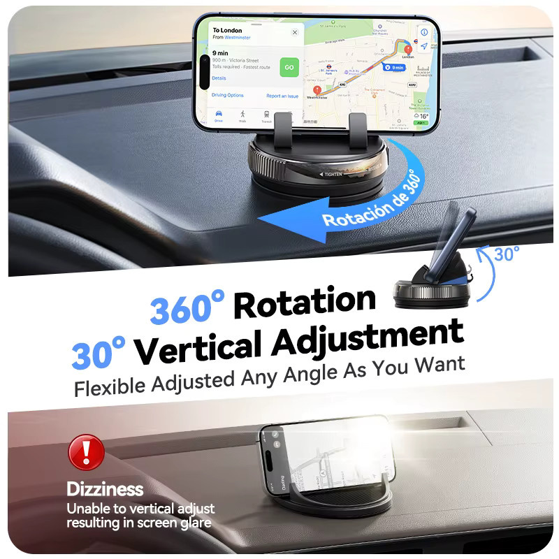 Joyroom Autotelefonhalterung JR-ZS530 Universal 360 Grad drehbare Handy-Autohalterung aus Silikon für das Armaturenbrett in Schwarz - Bild 5