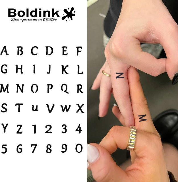 BOLDINK Tattoo-Aufkleber mit Alphabet und Zahlen - Bild 1