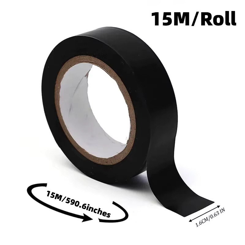Hitzebeständiges Isolierband aus schwarzem PVC in Industriequalität für Kabel- und Drahtschutz, 15 m - Bild 3