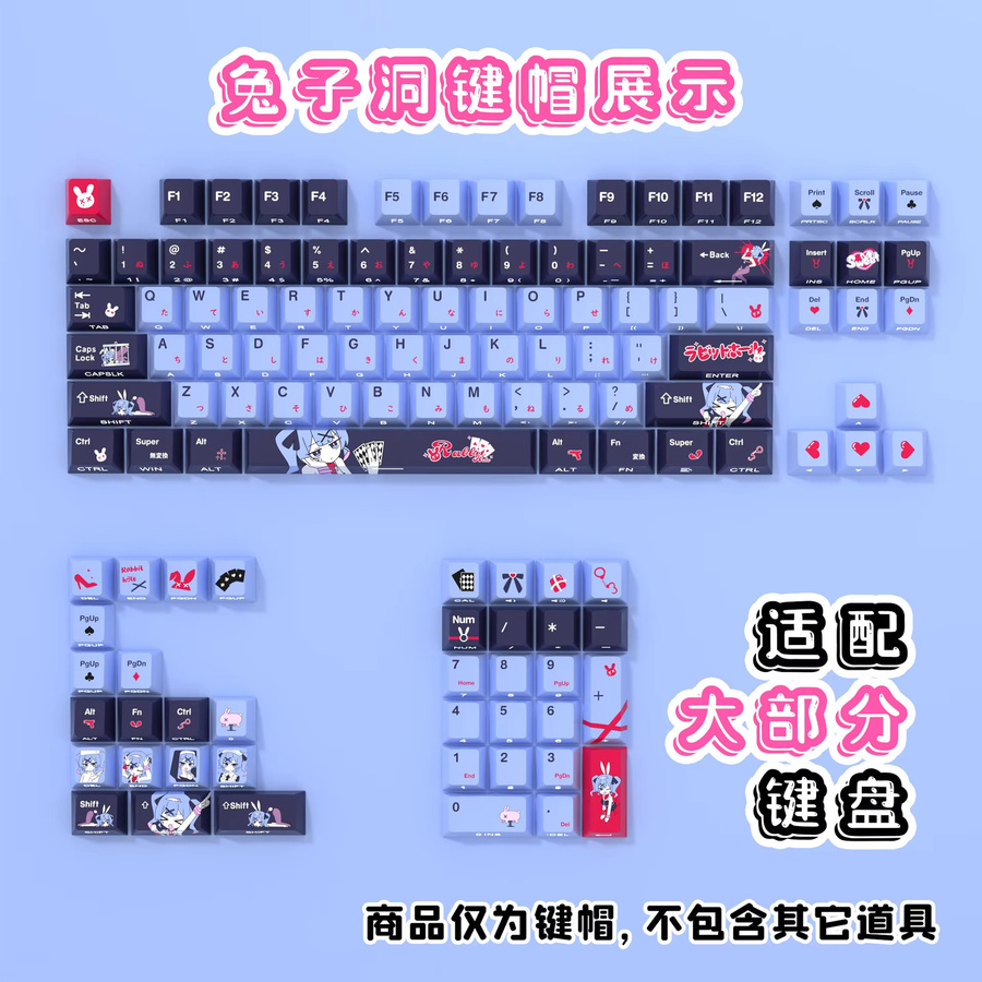 Rabbit Hole PBT Dye-Sub Tastenkappen mit Cherry Profil, transparent und mehrfarbig, graviert für mechanische Tastaturen wie Made68, Mad68 und Wooting 60 - Bild 5