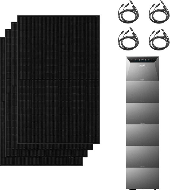 Anker SOLIX Solarbank 4 E5000 Pro in Schwarz mit 2000W bifazialen Solarmodulen und 5 BP5000 Erweiterungsakkus - Bild 1