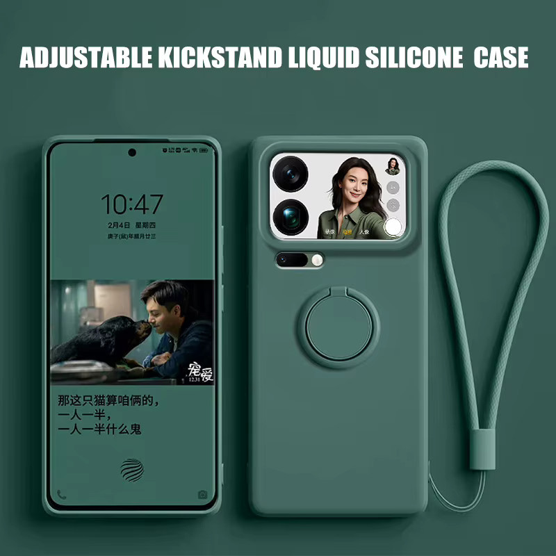 Silikon Schutzhülle für Xiaomi 17 Pro Max und 15 Pro/Ultra mit Fingerring-Ständer und Linsenschutz in Schwarz - Bild 4