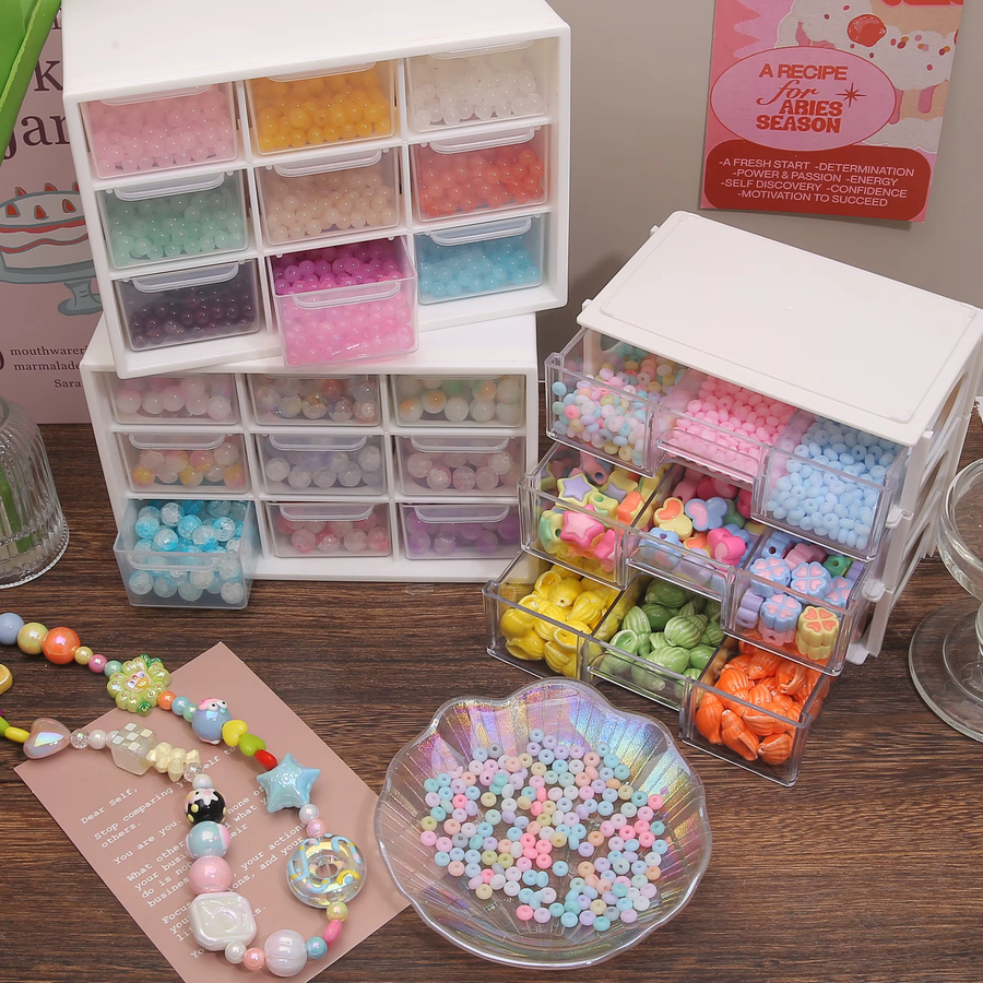 Beadia Desktop-Organizer mit mehreren Fächern aus Kunststoff für Kosmetik und Kleinteile - Bild 3