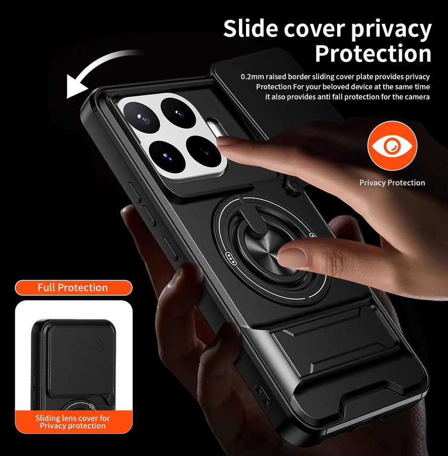 Stoßfeste Schutzhülle für Xiaomi 17T Pro und Xiaomi 17T mit drehbarem Kameraschutzring und Ständer in Schwarz - Bild 4