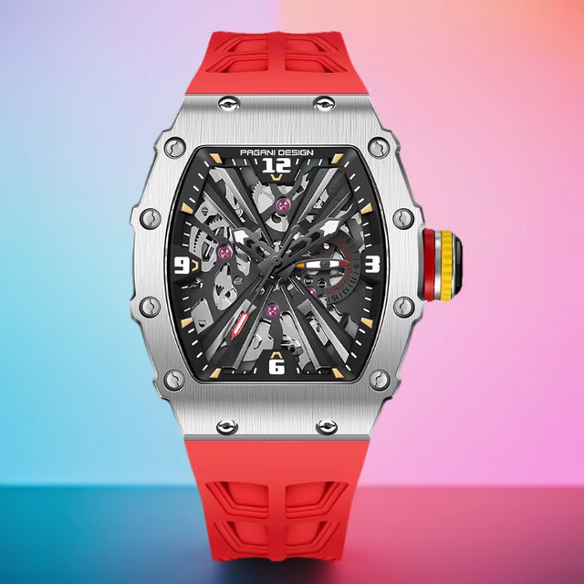 PAGANI DESIGN Armbanduhr, Quarz, Tonneau, Edelstahl, Silikon, Herren - Bild 1