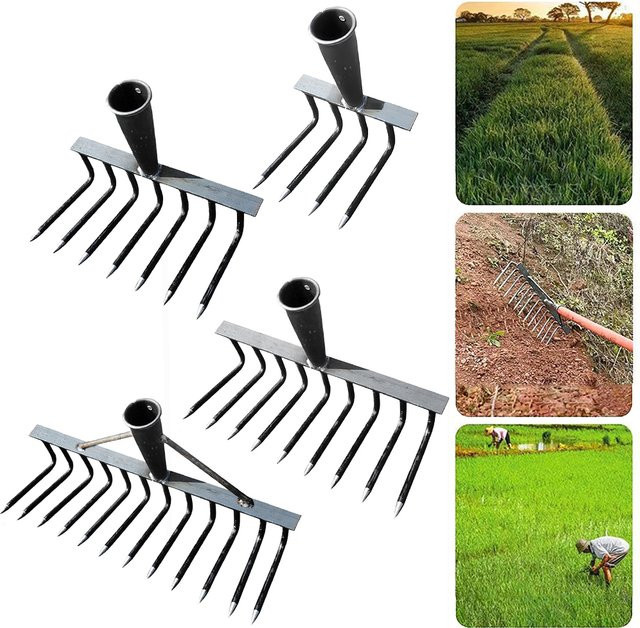 Sikiwind Multifunktionaler Gartenrechen aus Hochkarbon-Stahl mit 38,5 cm Breite - Bild 1