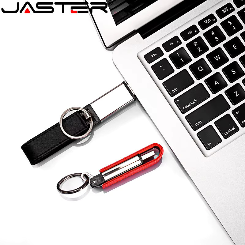 Jaster USB-Flash-Laufwerk mit Leder und Schlüsselbund in Schwarz, Rot oder Braun mit 128 GB Kapazität - Bild 4