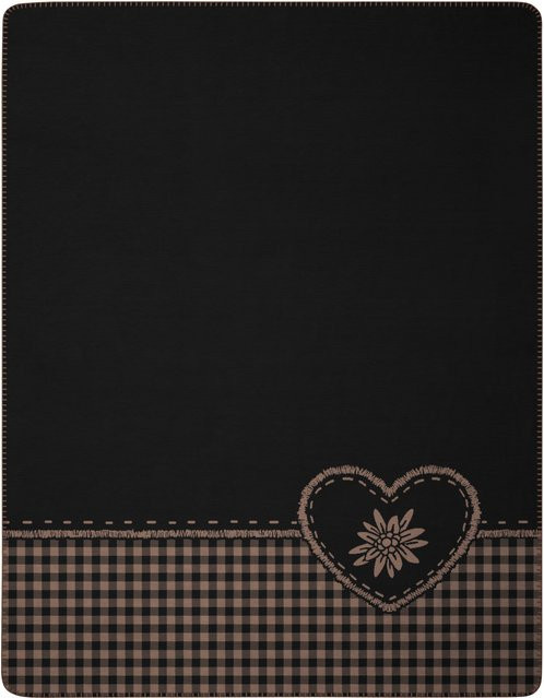 Biederlack Wohndecke Winterzauber in Schwarz mit Ornament-Design im Landhausstil - Bild 1