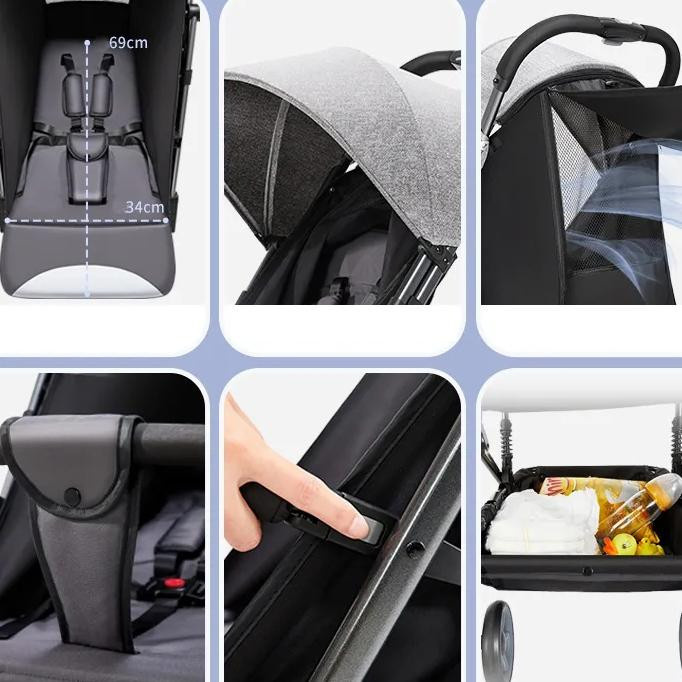 WTEMPO Buggy faltbarer Reise-Kinderwagen grau H x B x T: 97 x 85 x 49 cm - Bild 2