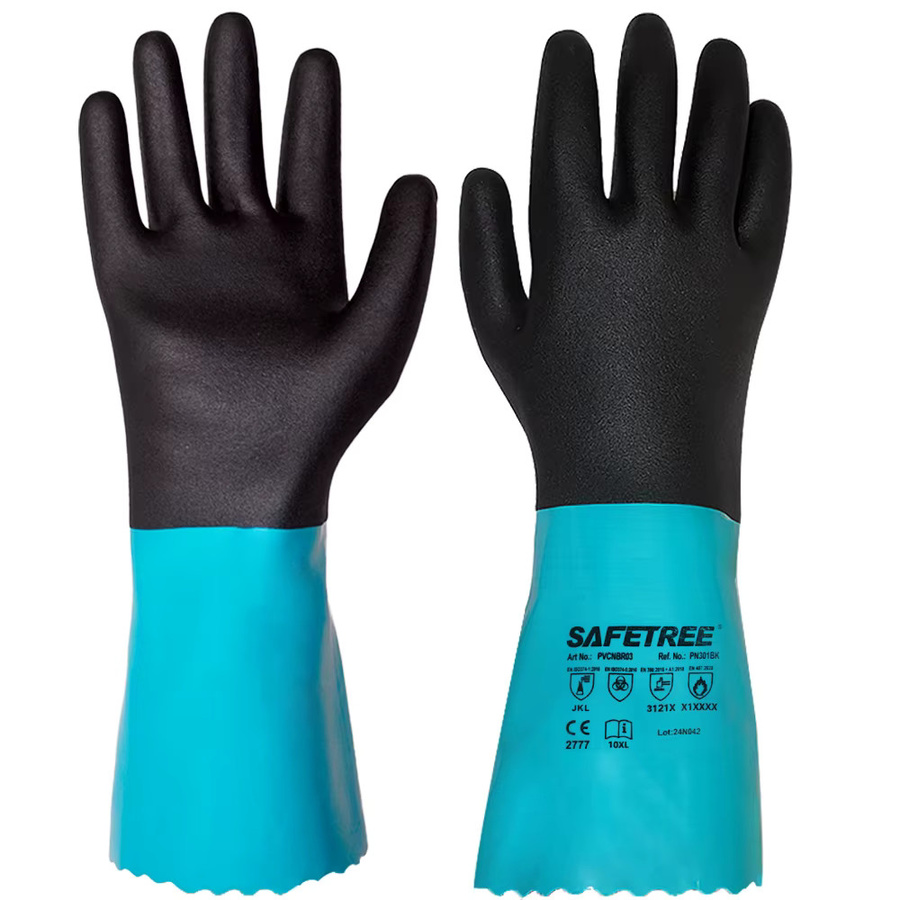 SAFETREE Chemikalienbeständige PVC-NBR Handschuhe wasserdicht und säurebeständig Höhe: 33 cm - Bild 3