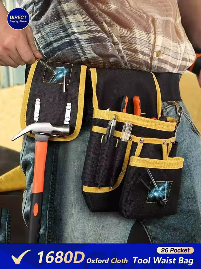 Realmote Werkzeug-Gürteltasche aus 1680D Oxford-Gewebe mit Magnetfunktion für Elektriker und Handwerker - Bild 6