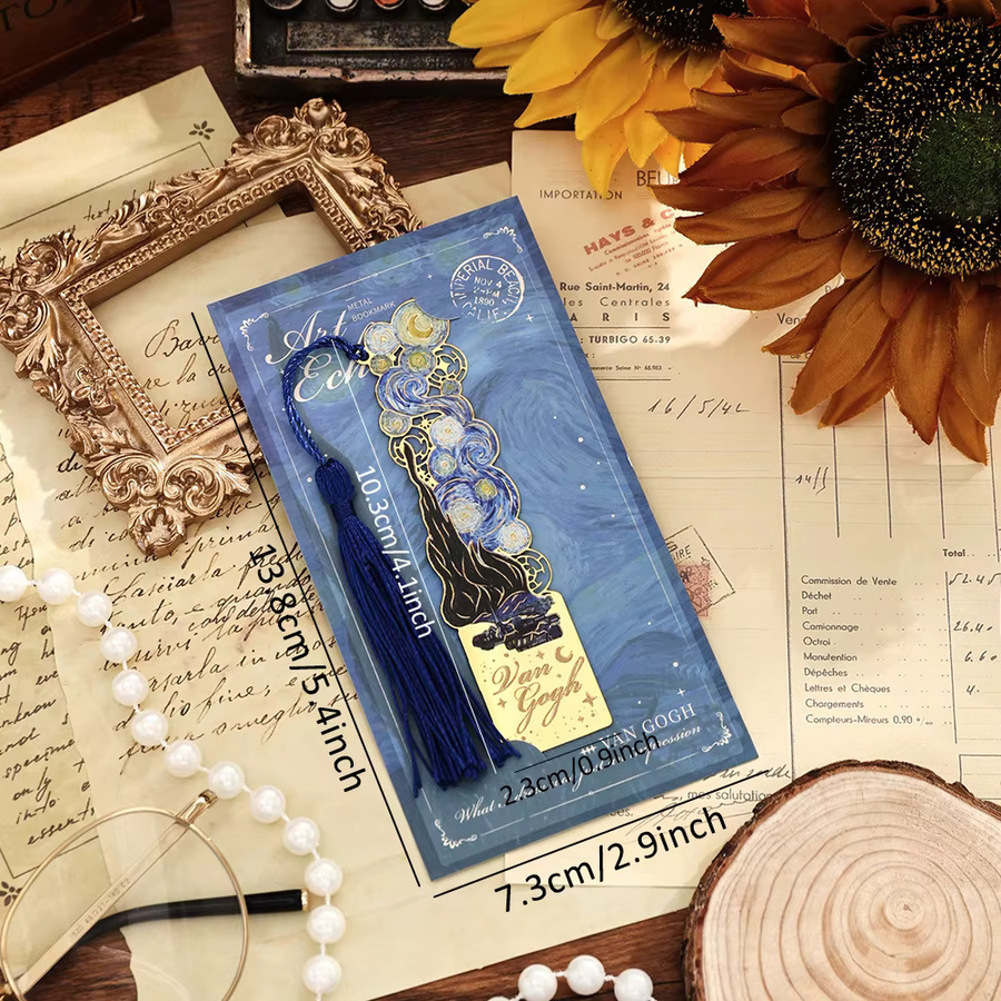 Lesezeichen aus Metall im Retro-Stil mit durchbrochenem Blumen-Design und Quaste in Lila - Bild 2
