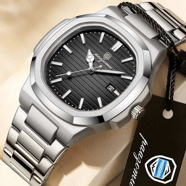 PAAZOMU Armbanduhr Chronograph, Quarz, Edelstahl, Schwarz, Herren - Bild 1