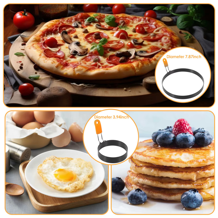 Willstar Eierringe Set aus Edelstahl in Silber, runde Pfannkuchenformer für Spiegeleier und Frühstück - Bild 3