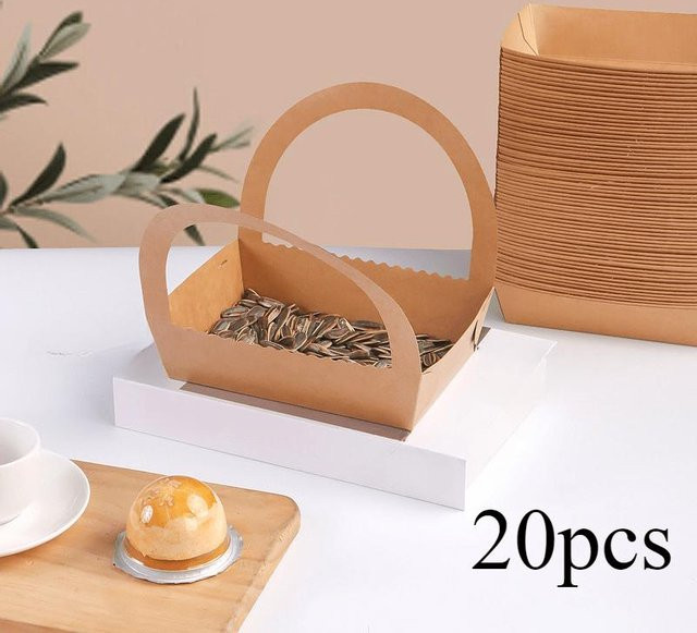 WTEMPO 20 Stück Einweg-Faltboot-Boxen aus Kraftpapier in Braun für Picknick und Backzubehör - Bild 1