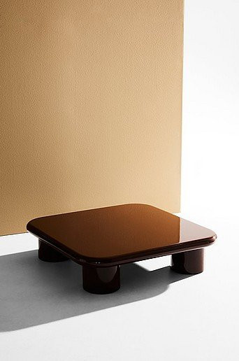 Ted Couchtisch Pastill in Braun im Retro-Design, quadratisch, B/T/H: 80 x 80 x 80 cm - Bild 1