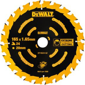 DEWALT Kreissägeblatt für Holz, Carbide Tipped, Gelb, Durchmesser: 165 mm, Zähnezahl: 24 - Bild 1