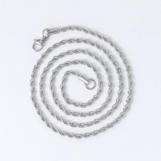 Herrenhalskette Edelstahl, Twist-Kette, 45 cm, Weiß - Bild 1