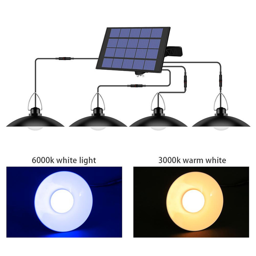 TOMTOP JMS Solarbetriebene Pendelleuchte aus Metall mit verstellbarem Panel und Dämmerungssensor, IP65 wasserdicht, LED, weiß - Bild 7