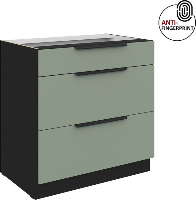 Küchenunterschrank ARIA in Aquamarin Blau matt mit Anti-Fingerprint-Beschichtung, Breite: 80 cm - Bild 1