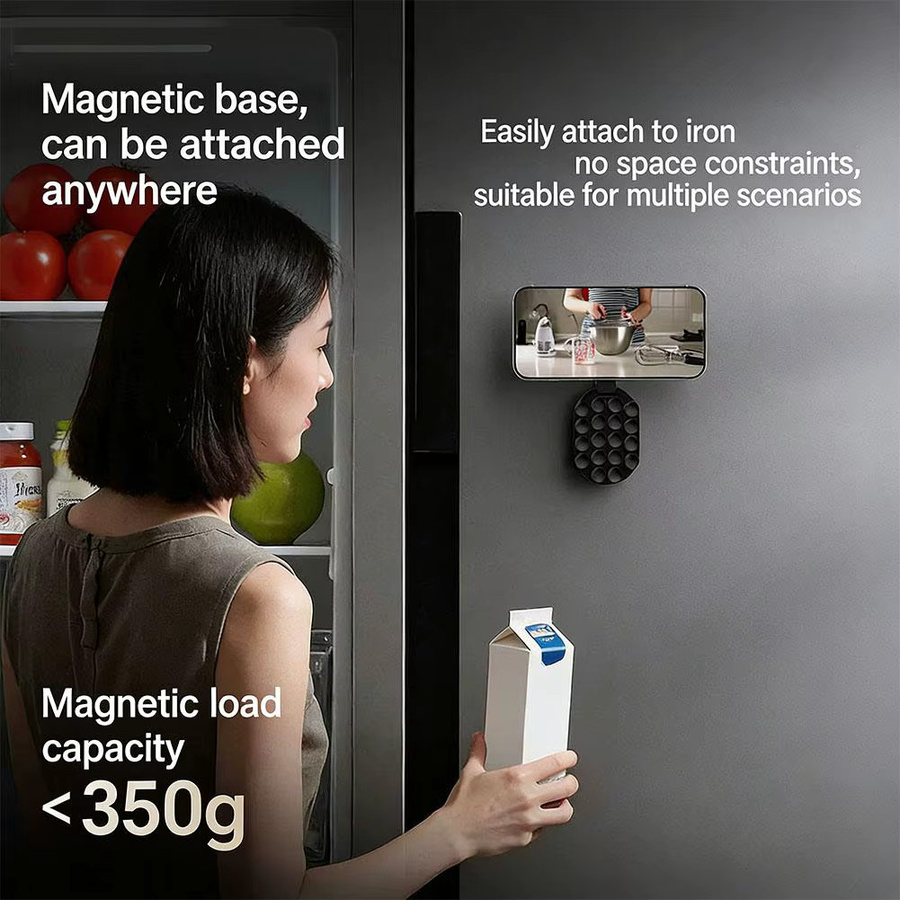 3-in-1 Multifunktionaler Telefonhalter mit Saugnapf, Desktop-Ständer und magnetischer Unterstützung in Schwarz für iPhone, Xiaomi, Huawei und Samsung - Bild 4