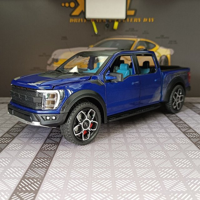 MINI AUTO F150 Pickup Truck, Spielzeugauto-Modell, 1:20, Metall, Blau, mit Licht und Sound - Bild 1