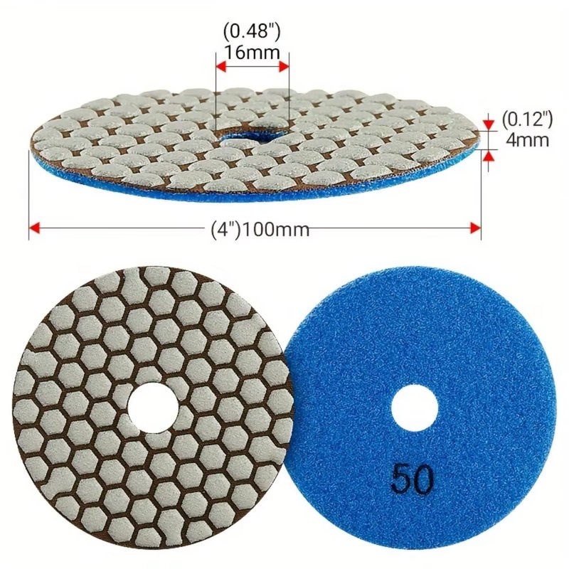 WIDEEP 8-teiliges Diamant-Polierpad-Set 4 Zoll Trockenschleifscheiben für Granit, Marmor, Glas und Beton - Bild 3