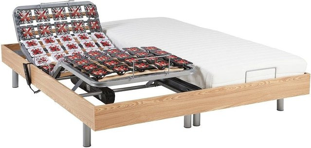 YSMÉE Bett Cassiopee mit elektrischem Lattenrost aus Massivholz in Naturfarben Hell, B/T/H: 90 x 200 x 71 cm - Bild 1