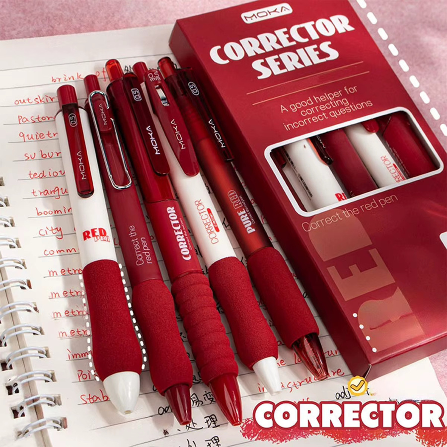 5 Stück rote Kugelschreiber mit 0,5 mm feiner Spitze und schnell trocknender Tinte für Schule und Büro - Bild 2