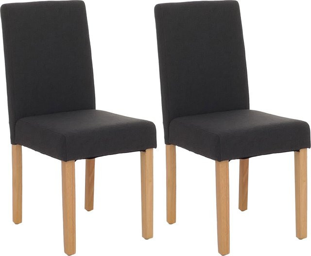 MCW Esszimmerstuhl Littau 2er-Set aus Textil in Schwarz mit hellen Gummholzbeinen - Bild 1