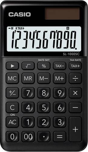 Casio Taschenrechner SL-1000SC-BK Schwarz mit 10 Stellen, solarbetrieben und batteriebetrieben, B x H x T: 71 x 9 x 120 mm - Bild 1
