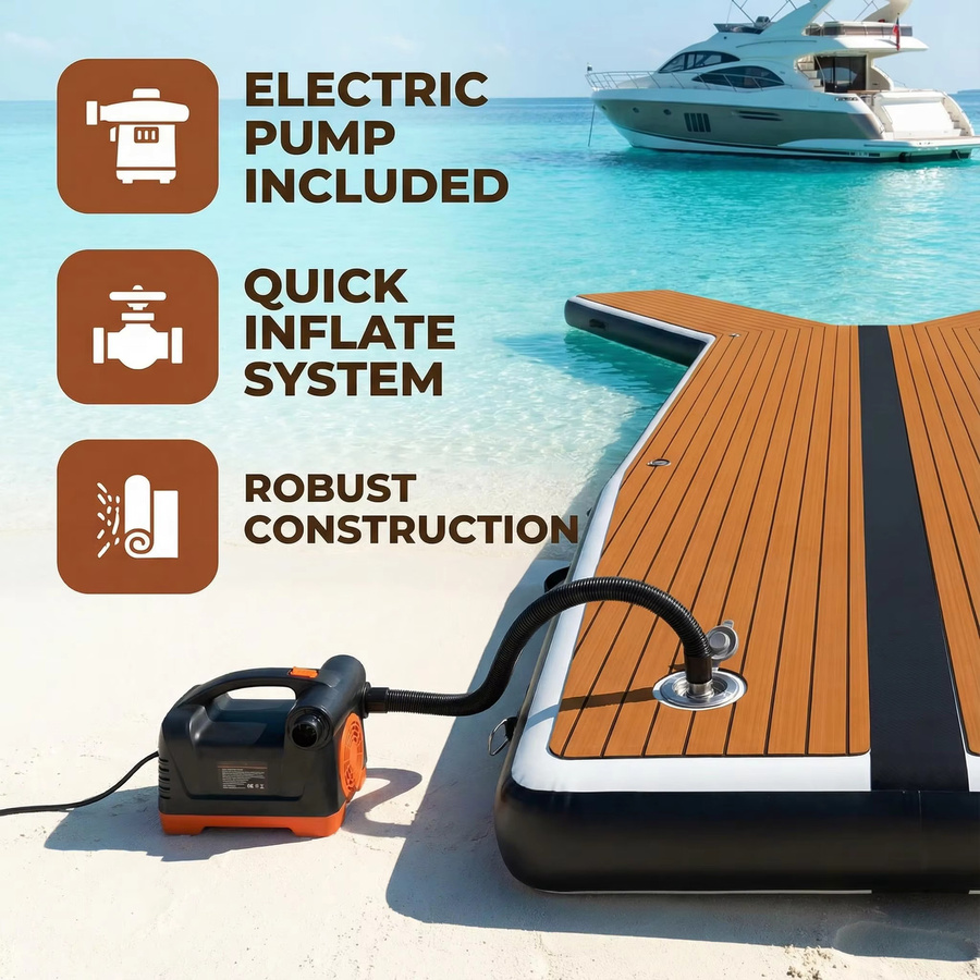 Ejia Aufblasbare Schwimmplattform Jet Ski Dock mit rutschfestem Y-Ponton, Schwarz, Länge: 6 m - Bild 5