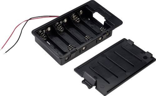 TRU COMPONENTS SBH361A Batteriehalter für 6x Mignon AA Batterien mit Kabel in Rot und Schwarz - Bild 1