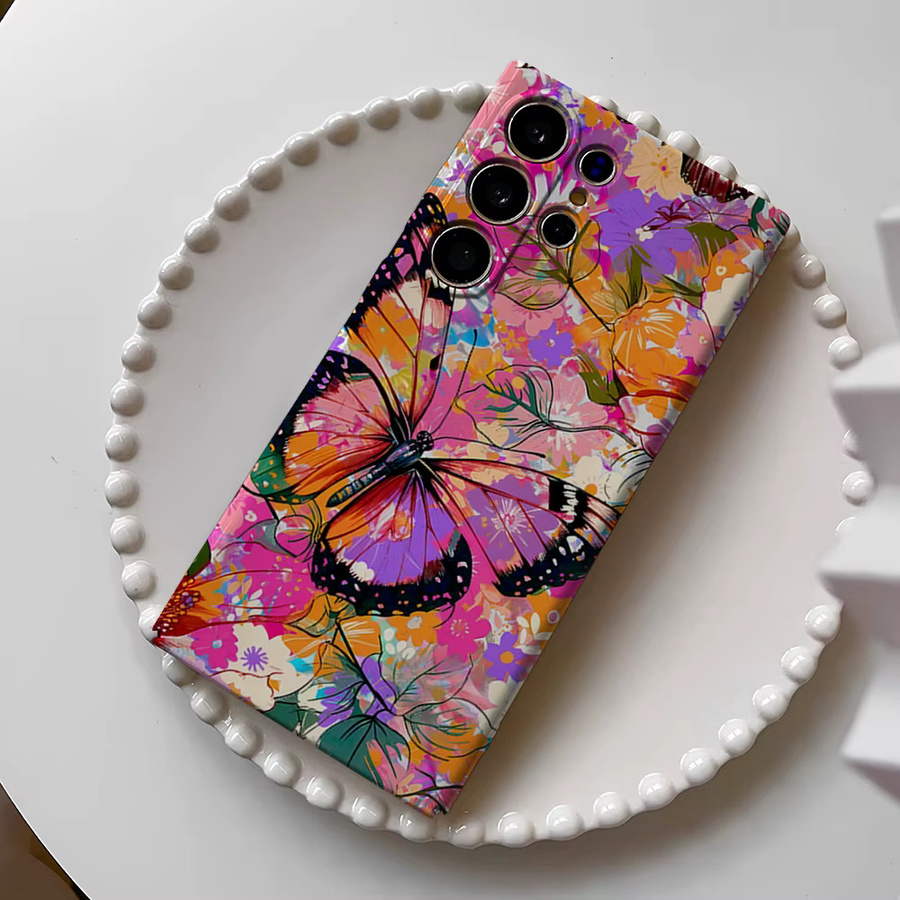 Stoßfeste Samsung Handyhülle mit Schmetterlings-Blüten Design in Multicolour für Galaxy S26 S25 S24 S23 Ultra Plus Android Smartphone - Bild 3