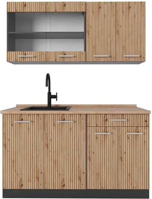 Vicco R-Line Singleküche Artisan Eiche Hell und Anthrazit, Breite: 140 cm - Bild 1