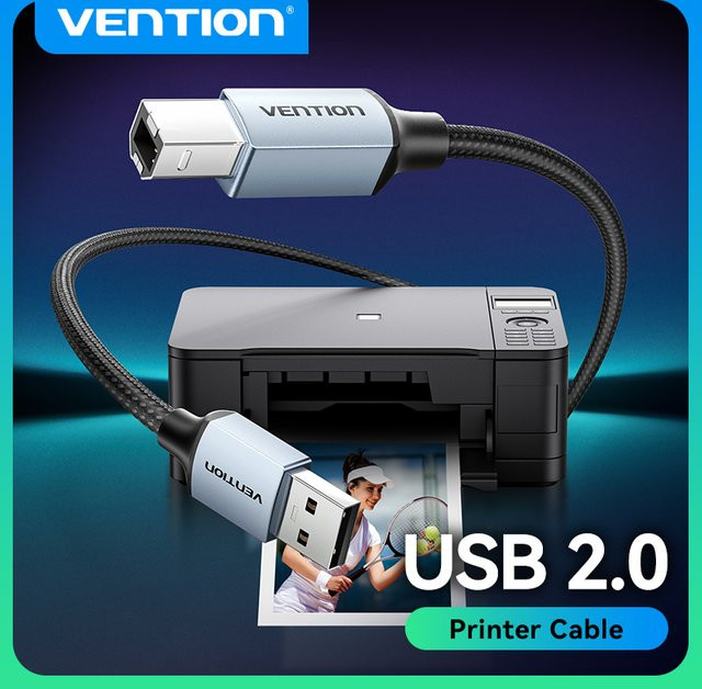 Vention USB-Druckerkabel USB-Typ B auf USB-Typ A, USB 2.0 Kabel in Grau - Bild 1