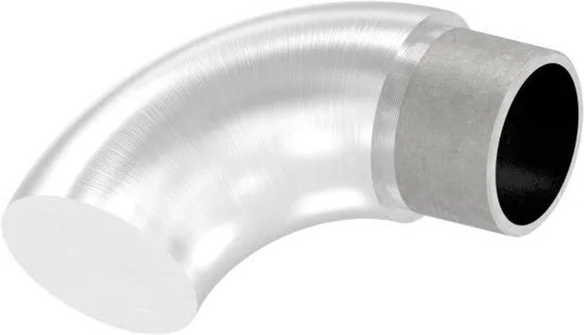 FeNau Endbogen aus V2A Edelstahl matt Silber 90 Grad B/H: 180,0 x 140,0 cm, Tiefe: 33,7 mm - Bild 1