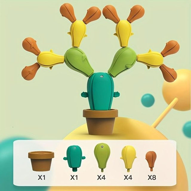 Kidsly Baustein-Tisch-Balance-Puzzle-Kaktus, Baby-Puzzle-Früherziehungsspielzeug, ab 6 Jahren - Bild 1