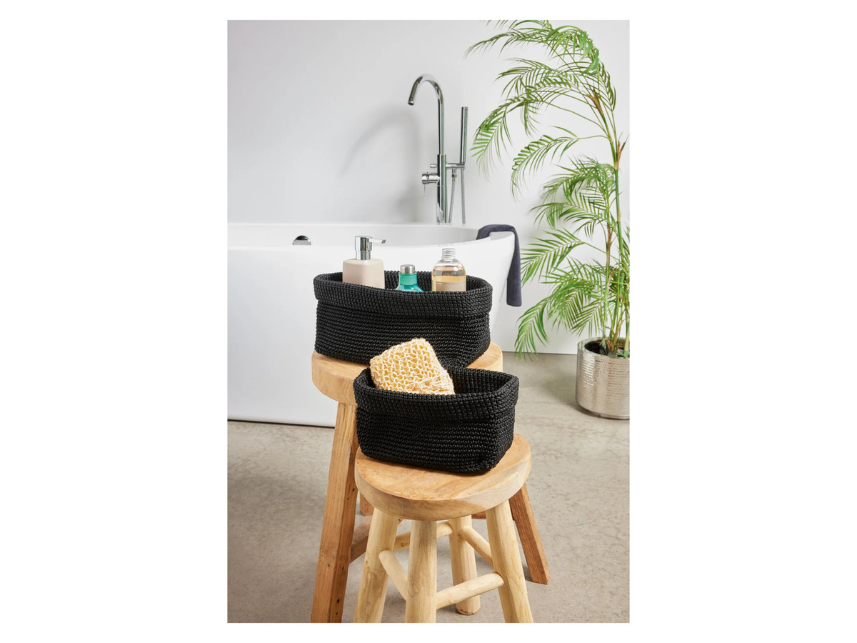 W5 Aufbewahrungskorb-Set Hänge-Organizer aus Kunststoff und Stoff, Schwarz, 2er-Set, B/T/H: 30,0 x 18,0 x 14,0 cm - Bild 2
